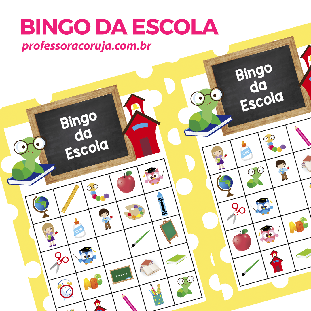 Jogo do bingo com o tema volta às aulas 2022 - Professora Carolina