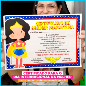 Certificado Mulher Maravilha - Dia Internacional da Mulher
