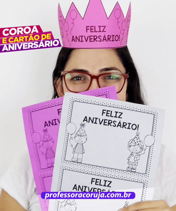 coroa e cartão de aniversário