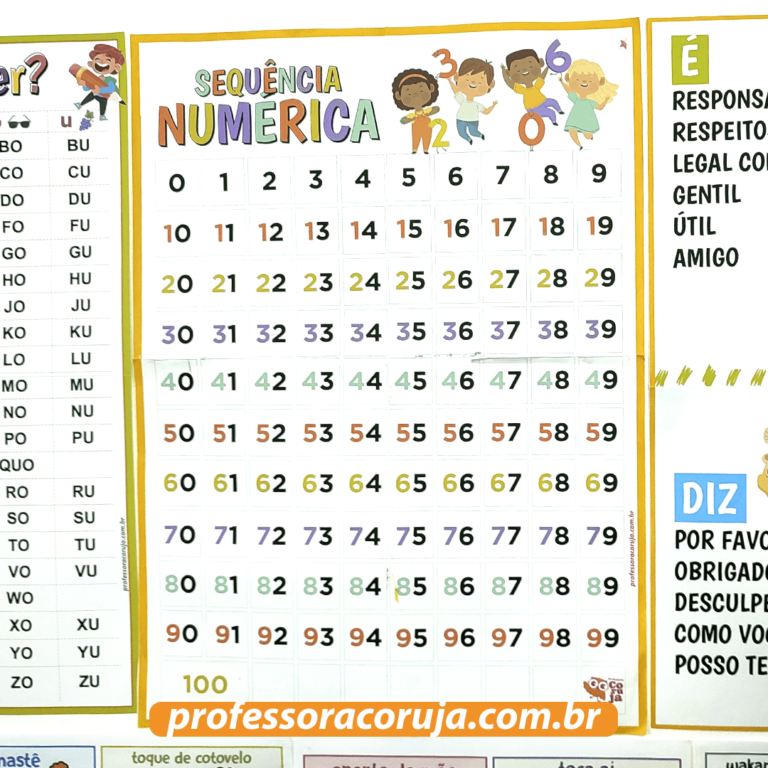 Sequência Numérica 0 - 100 - Professora Coruja